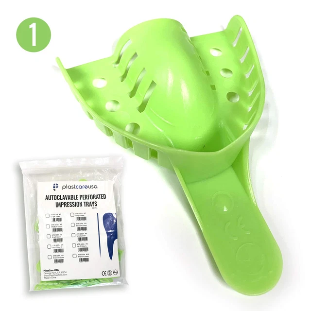 Autoclave Perforated Dental Impression Trays, Number 1 Large Upper, Bag of 12