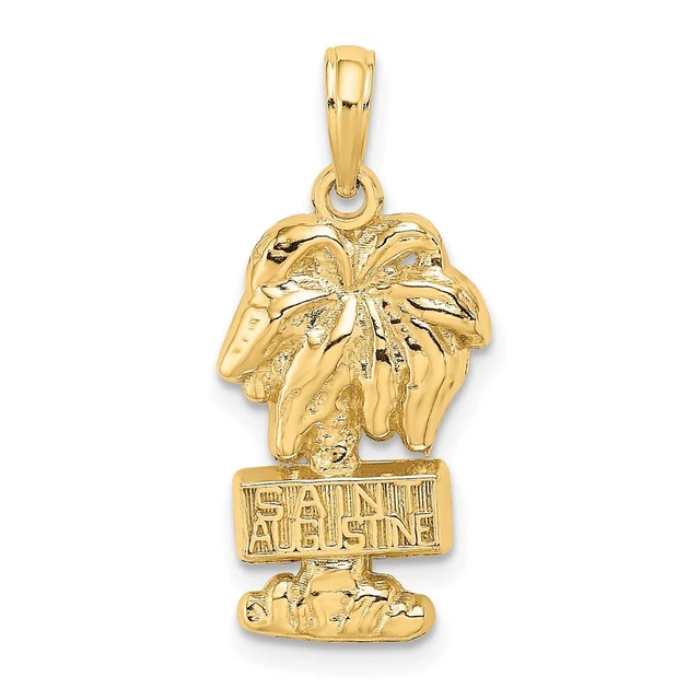 14K Yellow Gold SAINT AUGUSTINE Palm Tree Charm