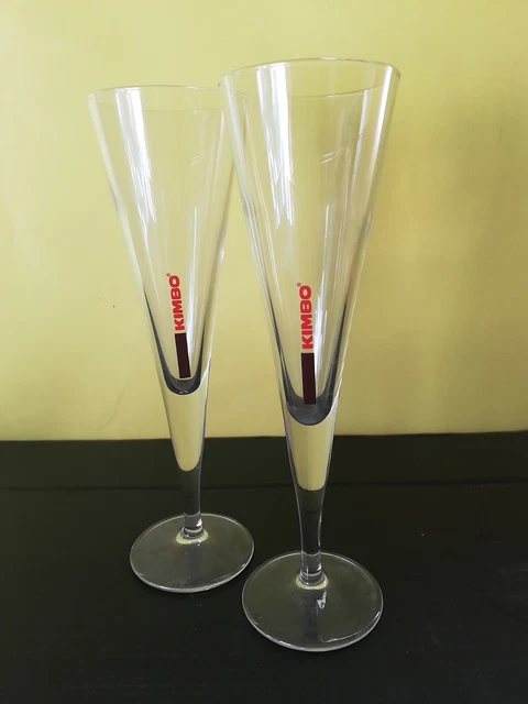 2 Bicchieri Caffè Kimbo Calice Flûte Vetro Glass