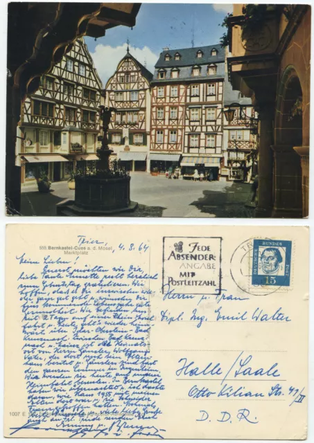 32794 - Bernkastel-Cues - marketplace - postcard, run 4.8.1964