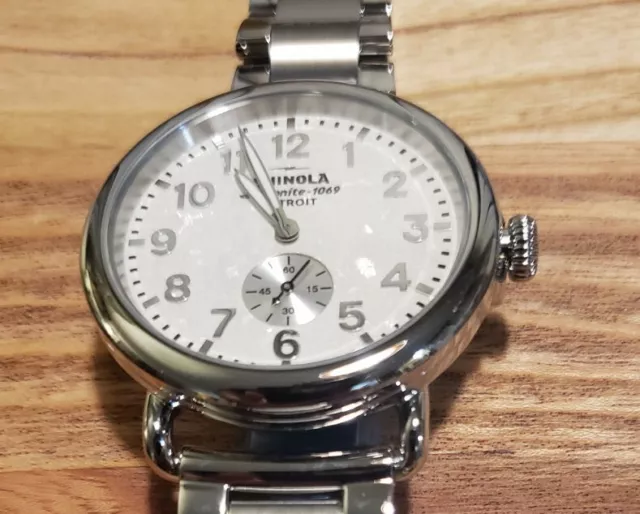 SHINOLA RUNWELL Orologio Con 41mm Bianco Sporco Alabastro Pietra Viso & Argento