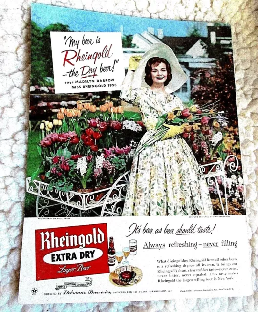 Vintage 1958 Miss Rheingold Beer Madelyn Darrow photo vintage print ad