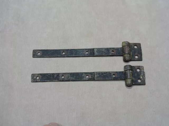 Pair of Barn Shed Door Garden Gate Strap Hinges Antique Cast Iron Nice Ones 'B'
