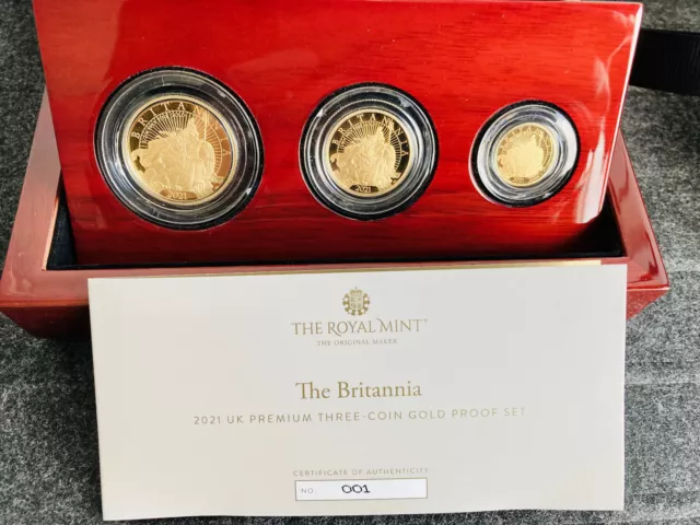 2021 Royal Mint Gold Proof Britannia - 3 Coin Premium Set No 001 2