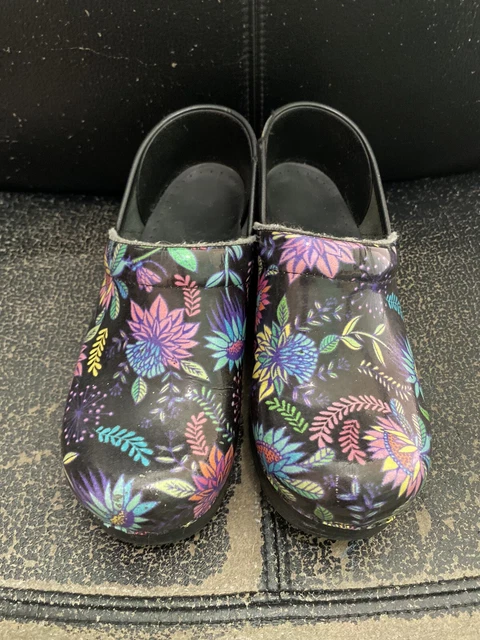 DANSKO PROFESSIONAL FLOWER Power Patent Clog Nurse Shoes EU 40 45.00 PicClick