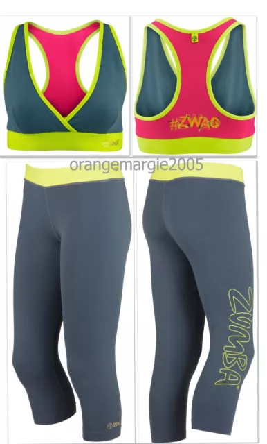 ZUMBA 2Pc.SET! SWAG V-BRA + CAPRI LEGGINGS Dance Fitness,Yoga,WorkOut -ElteZWear