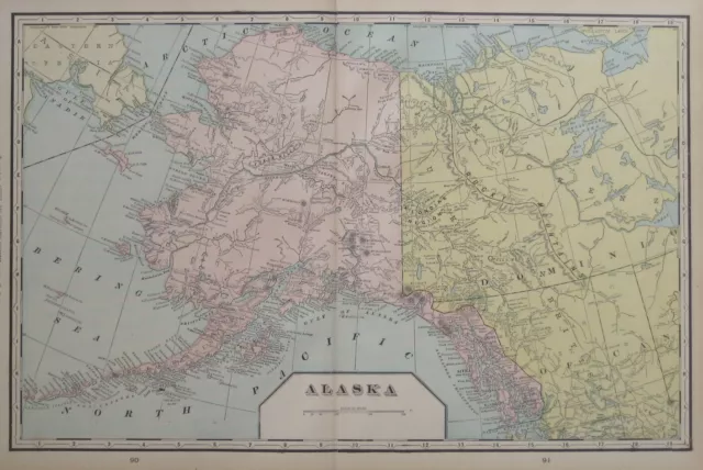 Original 1900 Map ALASKA TERRITORY YUKON Klondike Dawson Sitka Juneau Kenai Nome