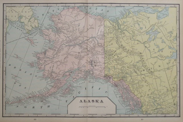 ORIGINAL 1900 MAP ALASKA TERRITORY YUKON Klondike Dawson Sitka Juneau ...