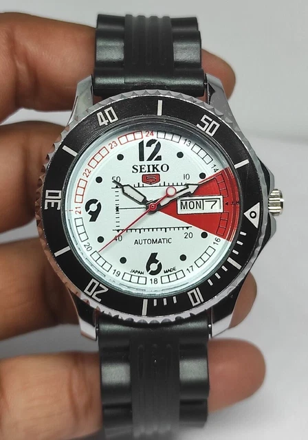Orologio Alba Diver Automatico Anni '80 Uomo Quadrante Arancione Lunetta Girevole Giorno Data Funzionante