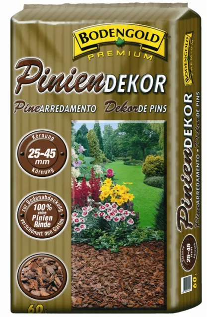 Pinien-Dekor-Mulch BODENGOLD Premium 25-45mm 60 Liter Rindenmulch Pinienrinde L