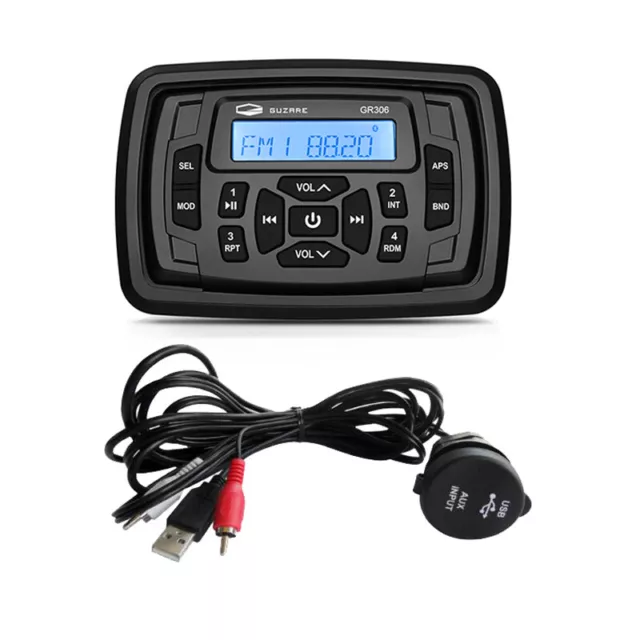 Marine Audio Stereo Bluetooth Digital Media Receiver Boat Radio with USB Cable