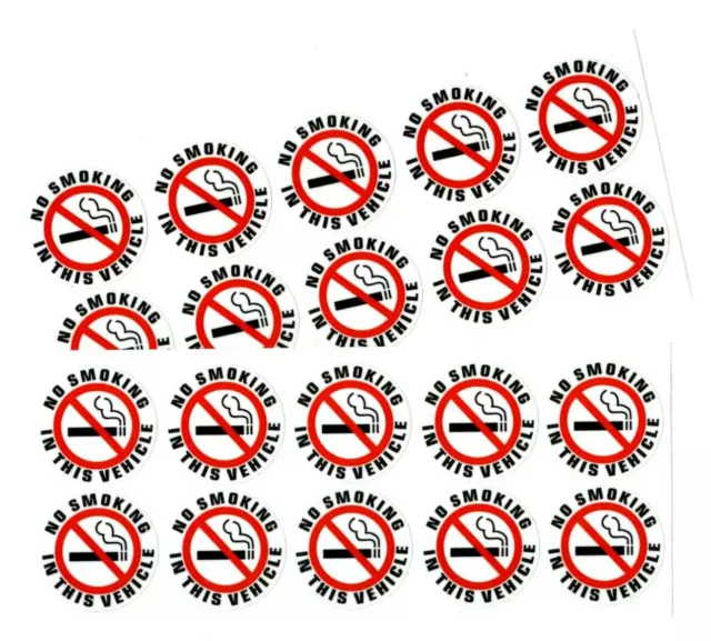 20 - NO SMOKING IN THIS VEHICLE sticker | white | 1.5" dia | outdoor durable