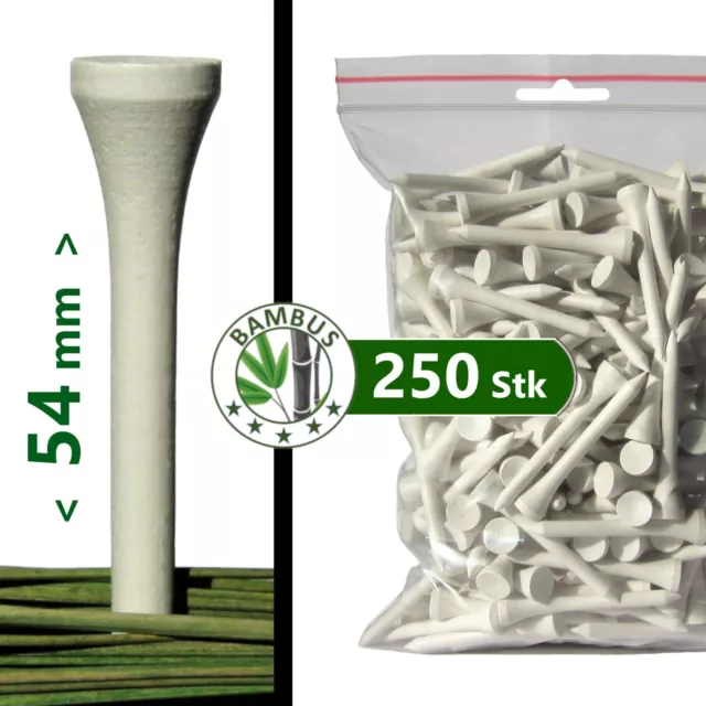 GOLF-TEES | 250 x | Bambus (bamboo) - 54 mm - weiß | premium Holz / prime wood