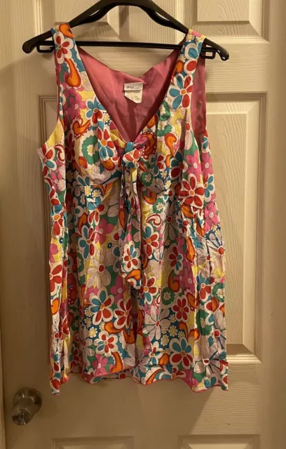 MIMI MATERNITY Sleeveless Floral  Side Zip Blouse Top size Large ***runs small