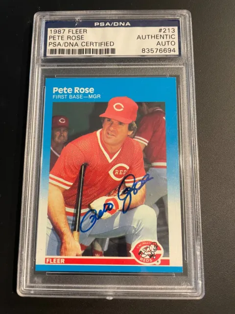 Pete Rose signed 1987 Fleer Card Baseball Great Reds Phillies PSA/DNA Authentic
