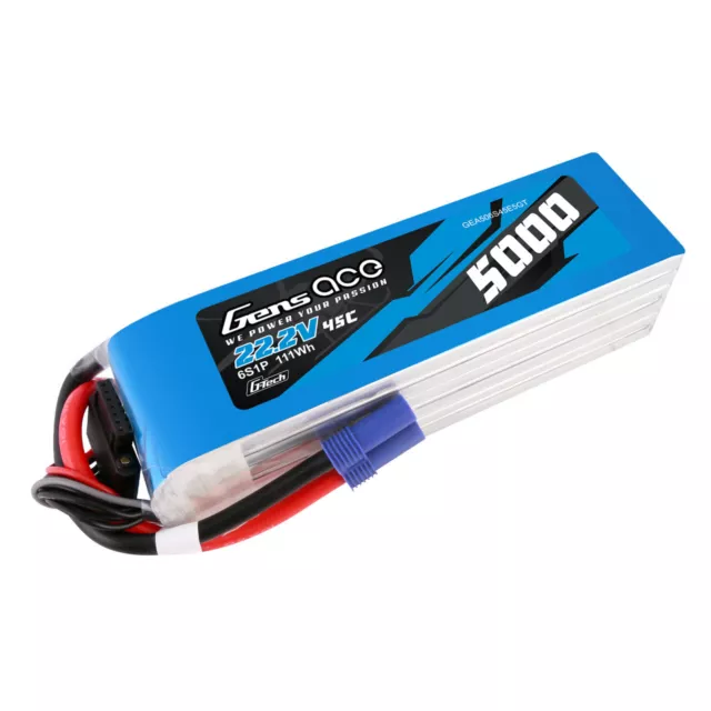 Batería Gens Ace 5000mAh 45C 22,2V G-Tech 6S LiPo EC5 para helicóptero de radiocontrol 3