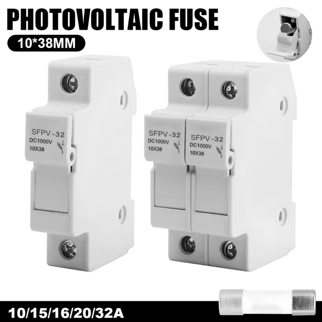 APV Zylnderscherungshalter, 20 A, Solar Scherungsensatz 20A 1000V Dc 10x38mm 2 Polig Sicherungseinsatz 20a