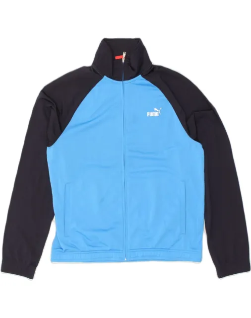 PUMA Mens Tracksuit Top Jacket Large Blue Colourblock Polyester AB12