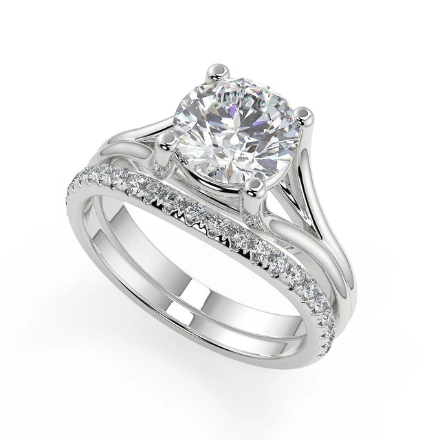 1.35 Ct Round Cut Split Shank Diamond Engagement Ring VVS1 D Treated