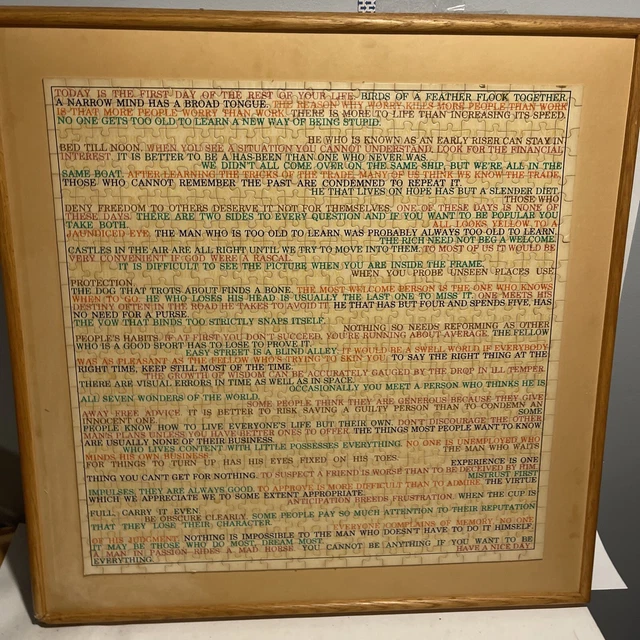 Large Vintage Poem Puzzle Framed