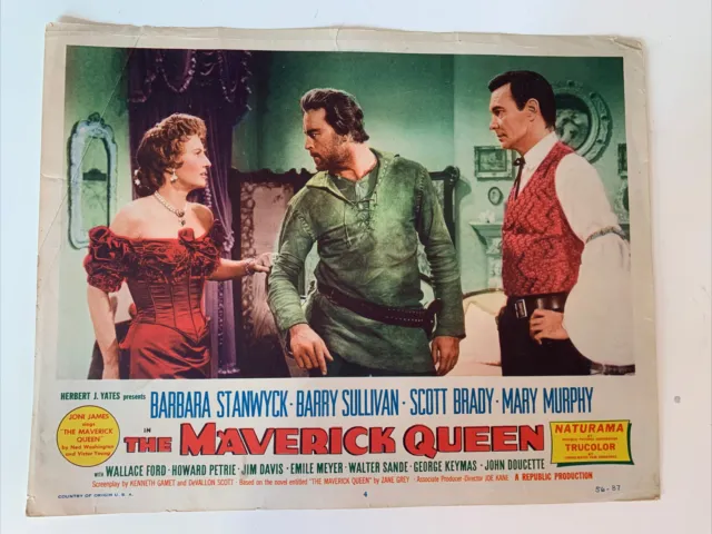 Rare Original 1950s Movie Poster. The Maverick Queen. Barbara Stanwyck.