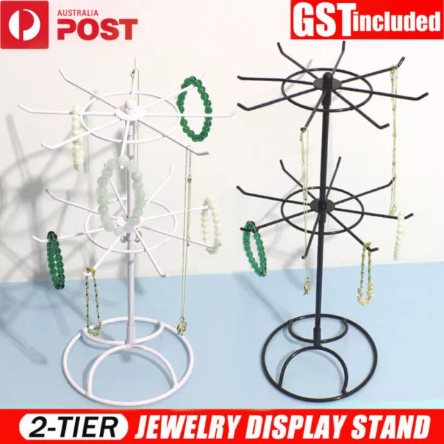 Jewelry Rotating Ring Display Holder Organizer Necklace Stand Rack 16 Hooks New