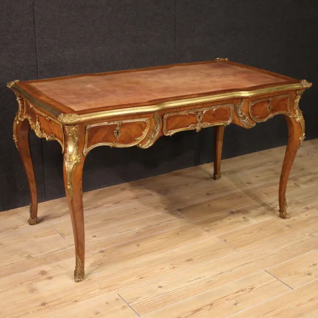 Secretary Desk IN Antique Style Louis XV Desk Table Bronze Golden Xx Century