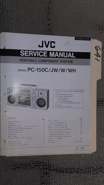 JVC pc-150 c jw w service manual original repair book stereo tape boombox radio