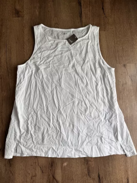 J Jill Tank Top Womens Size Large White Embroidered Cotton Blend NWT