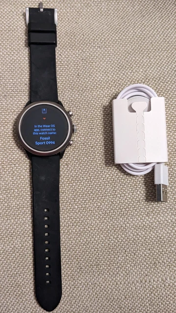 Used Fossil FTW4019 Smart Watch Gen 4 Sport Touchscreen DW9F2 with Black Band