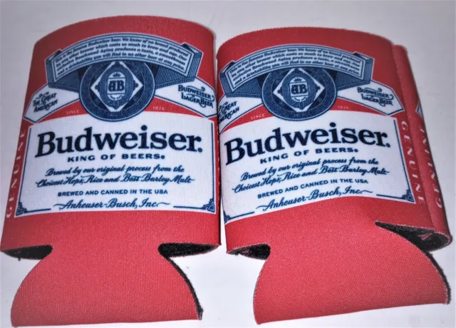Budweiser Can / Bottle Koozies / Insulators - Lot of 2 - Promotional Items - New