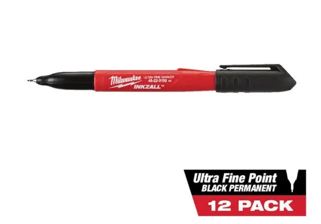Milwaukee 48-22-3150 INKZALL Black Ultra Fine Point Markers (12 Pk)