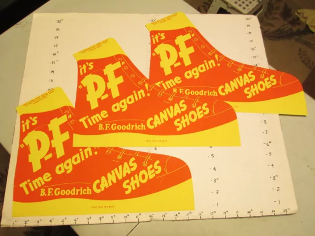 PF FLYER 1950s B.F. Goodrich store display sign canvas (1) basketball shoe RED