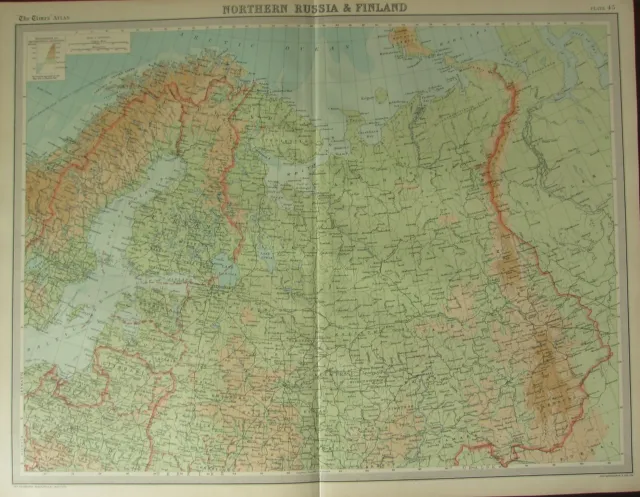 1922 Large Antique Map ~ Northern Russia & Finland ~ Vyatka Lapland