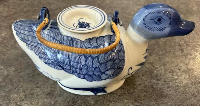 Vintage Porcelain Duck TeaPot / Creamer , Hand Painted