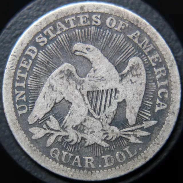 1853 P Seated Liberty Quarter with Arrows & Rays F+ Details (Obv X scr.)