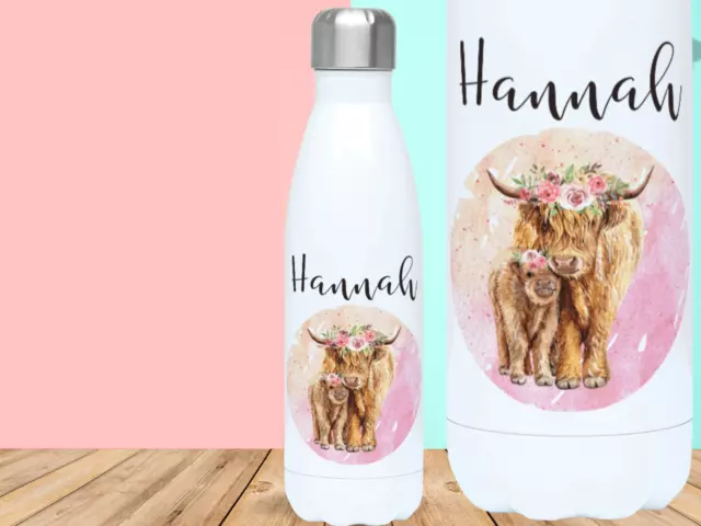 Highland Cow Water Bottle | Personalised Gifts For Highland Cow Lovers