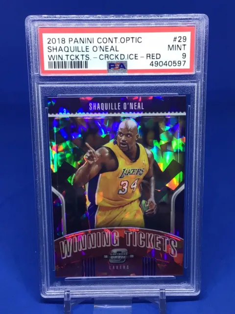 2018-19 Contenders Optic Shaquille O’Neal Winning Ticket Red Cracked Ice PSA 9