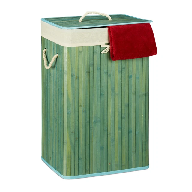 Cesto ropa sucia de bambú Cubo colada rectangular Cesta ropa sucia con tapa