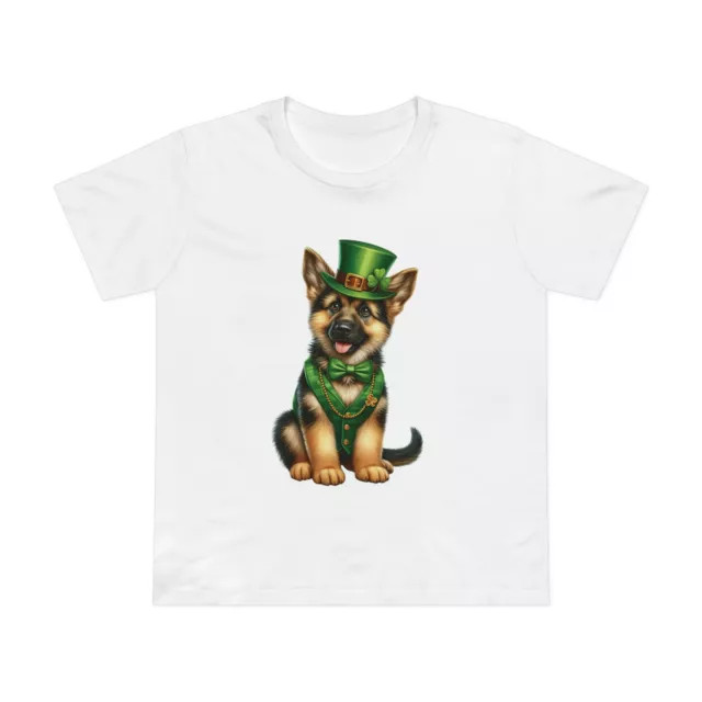 St. Patrick's Day - German Shepherd Dog | Women's Premium Cotton Crewneck T-S...