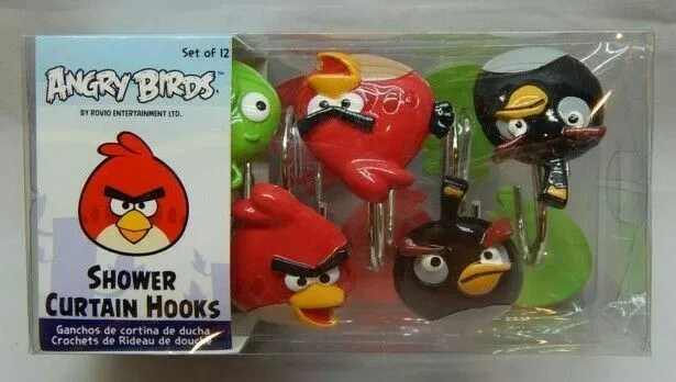Angry Birds Set Of 12 Shower Curtain Hooks