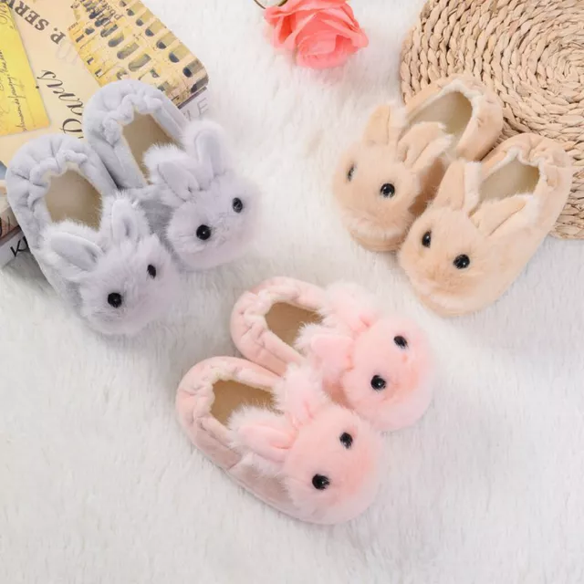 Toddler Infant Kids Baby Warm Shoes Boys Girls Cartoon Rabbit Soft Slippers