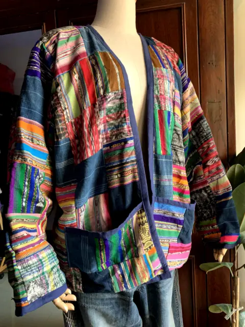 Vintage 1970s Guatemala Patchwork Kimono Jacket