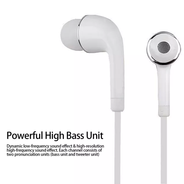 In-Ear Headphones With Microphone 3.5mm Wired Stereo Earphones Earbuds White