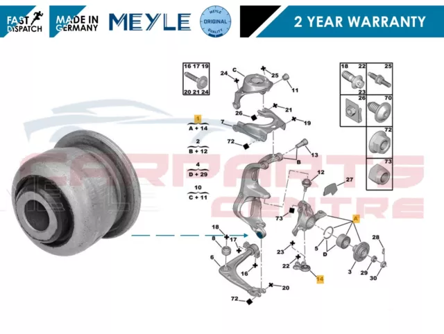 For 407 C5 C6 1.6 2.0 1.8 3.0 2.2 Front Suspension Lower Hub Carrier Bottom Bush