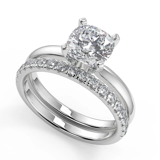 1.1 Ct Cushion Cut Comfort Fit 4 Prong Diamond Engagement Ring VS1 D Treated