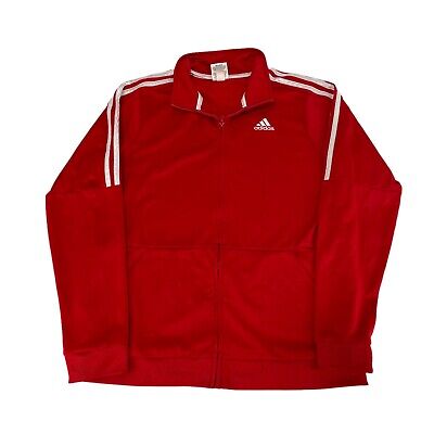 ADIDAS Boys Red Full Zip Track Jacket Casual Football Youth Xtra Large (5098)