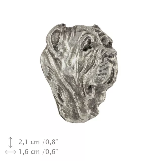 Neapolitan Mastiff head, silver covered pin, high quality Art Dog USA