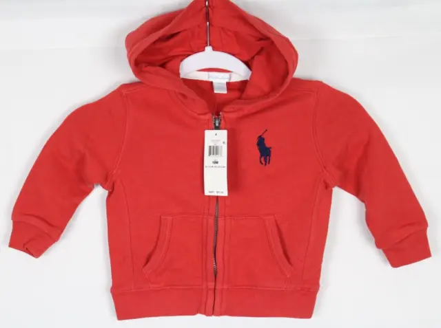 Ralph Lauren Baby Big Pony Hoodie Full Zip 18 months Red /Navy Pony