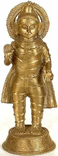 Tribal Buddha Standing In Blessing Pose Brass Figurine Statue For Home Decor